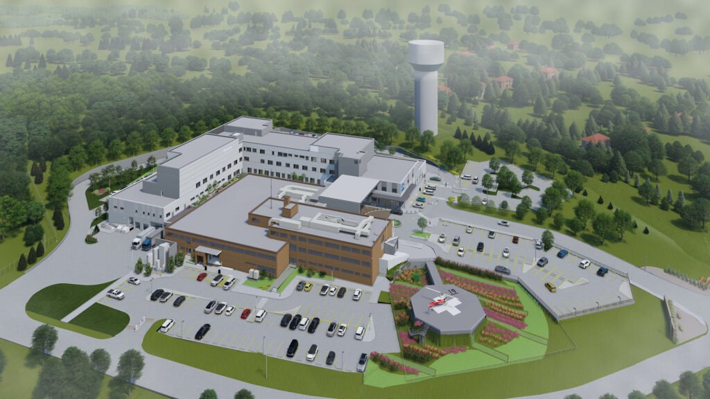 aerial rendering of new hospital