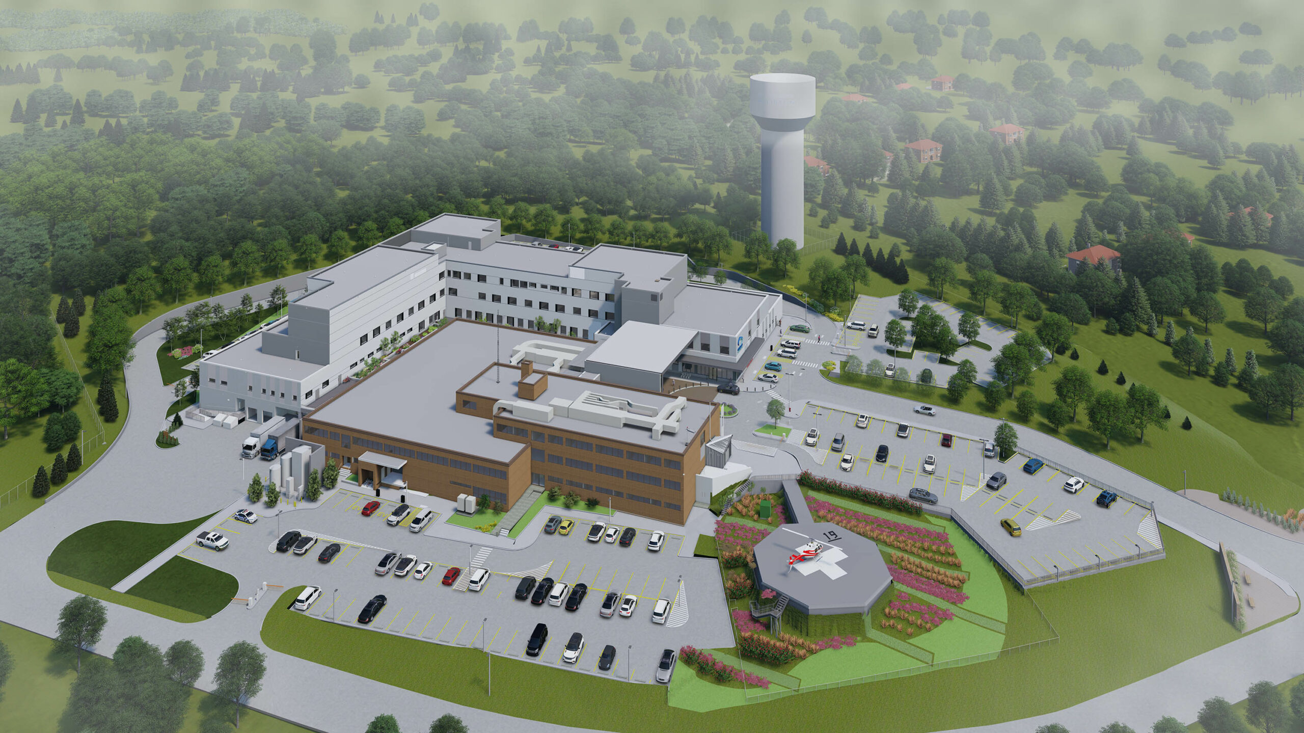 aerial rendering of new hospital